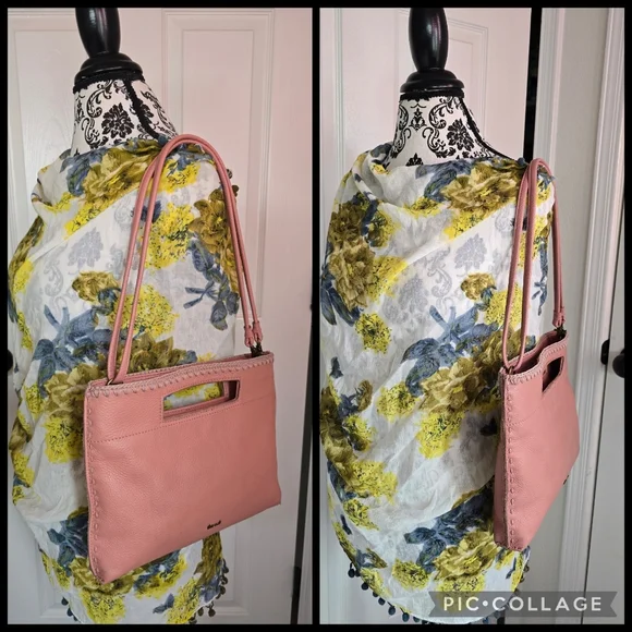 The Sak Linden Pebbled Leather Vintage Coral Handbag - Picture 4 of 15